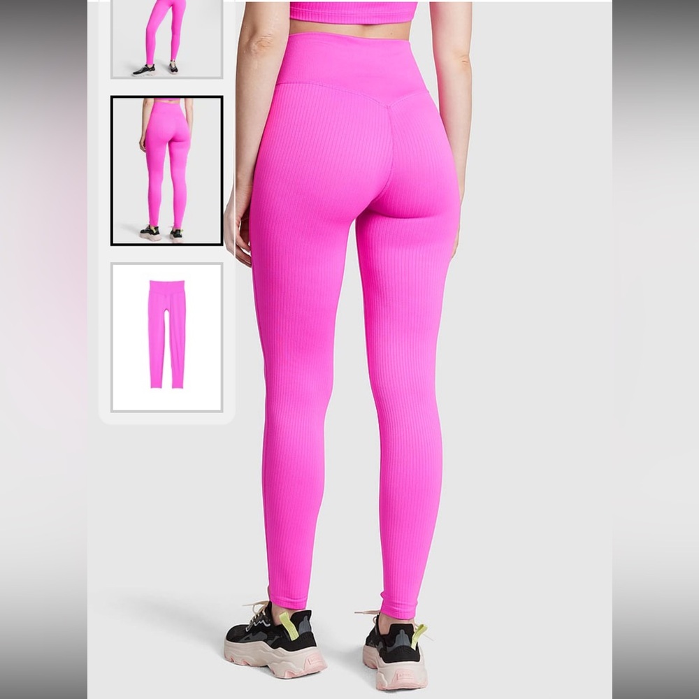 NWT Lot 2 Victorias Secret XL Full Length High Waist Ribbed Seamless Leggings!! - Picture 6 of 7